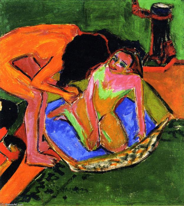Buy Museum Art Reproductions Two Nudes with Bathtub and Oven, 1911 by Ernst Ludwig Kirchner (1880-1938, Germany) | ArtsDot.com