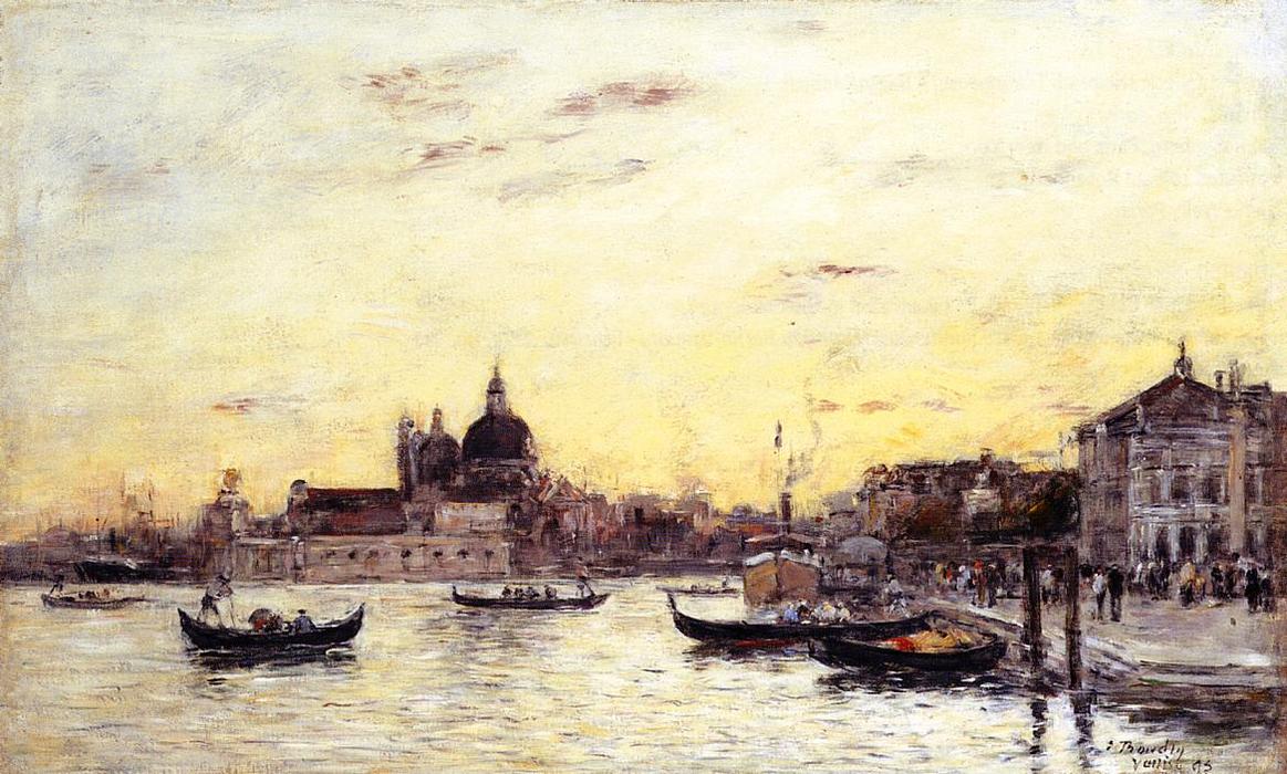 Order Art Reproductions Venice, The Mole at the Entrance to the Grand Canal and the Salute, 1895 by Eugène Louis Boudin (1824-1898, France) | ArtsDot.com