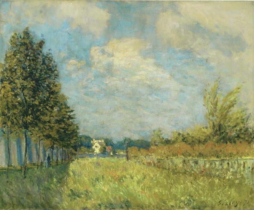 Order Art Reproductions View of the Hermitage near Pontoise, 1874 by Alfred Sisley (1839-1899, France) | ArtsDot.com
