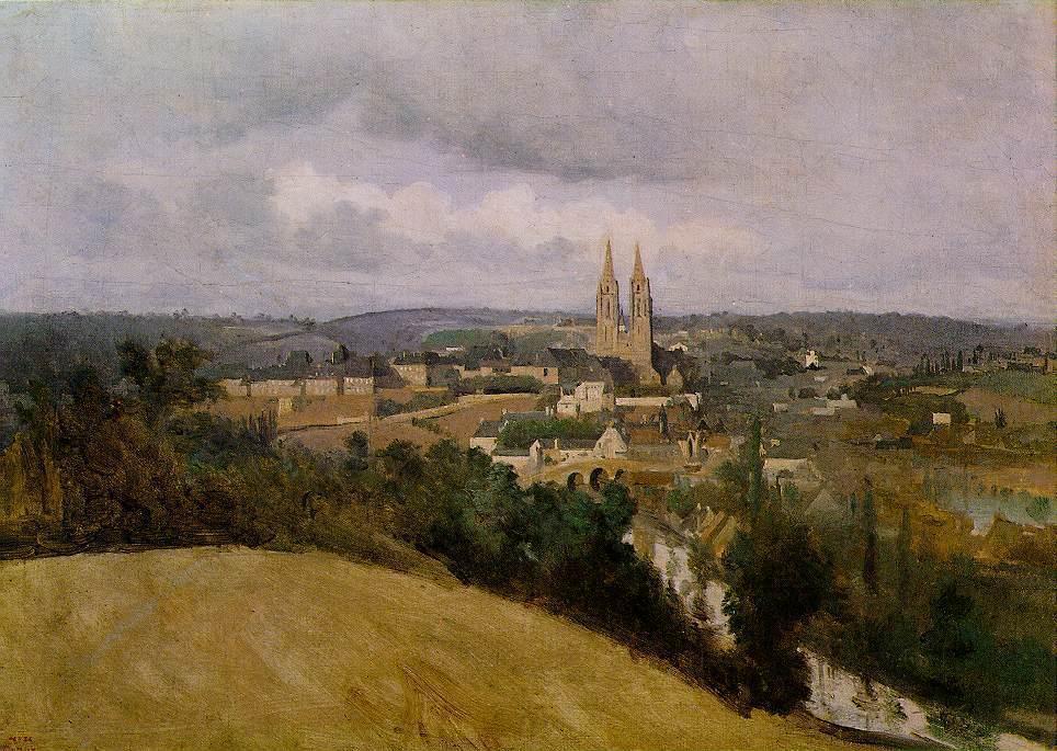 Buy Museum Art Reproductions View of Saint Lo with the River Vire in the Foreground, 1850 by Jean Baptiste Camille Corot (1796-1875, France) | ArtsDot.com