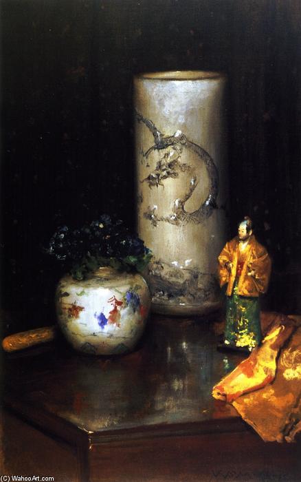 Buy Museum Art Reproductions Violets and Still Life (also known as Still Life Violets, Still Life with Chinese Vase) by William Merritt Chase (1849-1916, United States) | ArtsDot.com