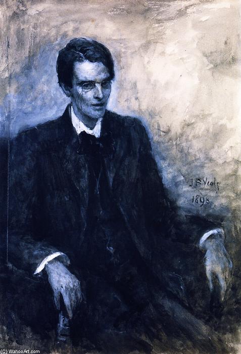 Order Paintings Reproductions Wash study portrait of William Butler Yeats, 1898 by John Butler Yeats (Inspired By) (1871-1957, United Kingdom) | ArtsDot.com