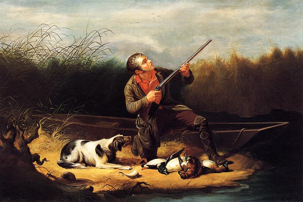 Order Oil Painting Replica Wild Duck Shooting - On the Wing, 1850 by William Tylee Ranney (1813-1857, United States) | ArtsDot.com