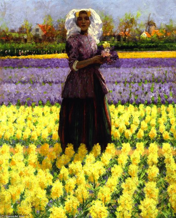 Order Art Reproductions Woman in a Field of Hyacinths by George Hitchcock (1850-1914, United States) | ArtsDot.com