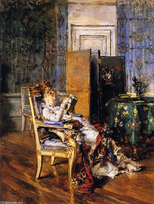 Order Oil Painting Replica Woman Reading, 1876 by Giovanni Boldini (1842-1931, Italy) | ArtsDot.com