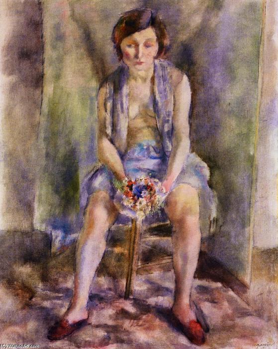 Order Art Reproductions Woman with a Bouquet, 1927 by Julius Mordecai Pincas (1885-1930, Bulgaria) | ArtsDot.com