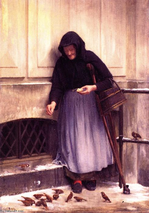 顺序 藝術再現 带麻雀的女人, 1886 通过 Carl Heinrich Bloch (1834-1890, Denmark) | ArtsDot.com