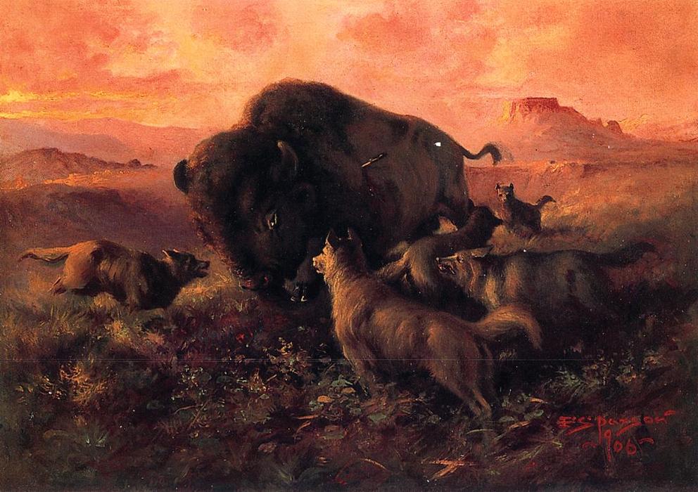 Buy Museum Art Reproductions The Wounded Buffalo, 1906 by Frank Tenney Johnson (1874-1939, United States) | ArtsDot.com