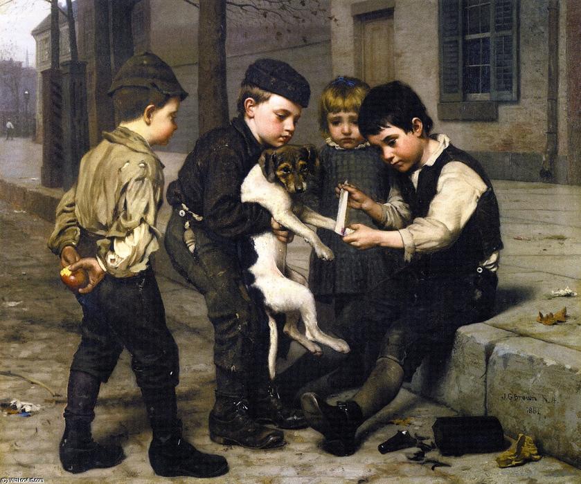 Order Paintings Reproductions The Wounded Playfellow, 1884 by John George Brown (1831-1913, United Kingdom) | ArtsDot.com