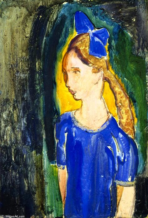 Order Oil Painting Replica Young Girl with Blue Bow, 1920 by Alfred Henry Maurer (1868-1932, United States) | ArtsDot.com