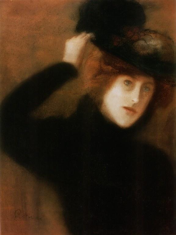 Buy Museum Art Reproductions Young Parisian Woman with Flowered Hat by Jozsef Rippl Ronai (1861-1927, Hungary) | ArtsDot.com