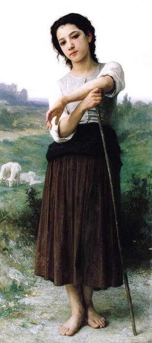 Order Oil Painting Replica Young Shepherdess Standing by William Adolphe Bouguereau (1825-1905, France) | ArtsDot.com
