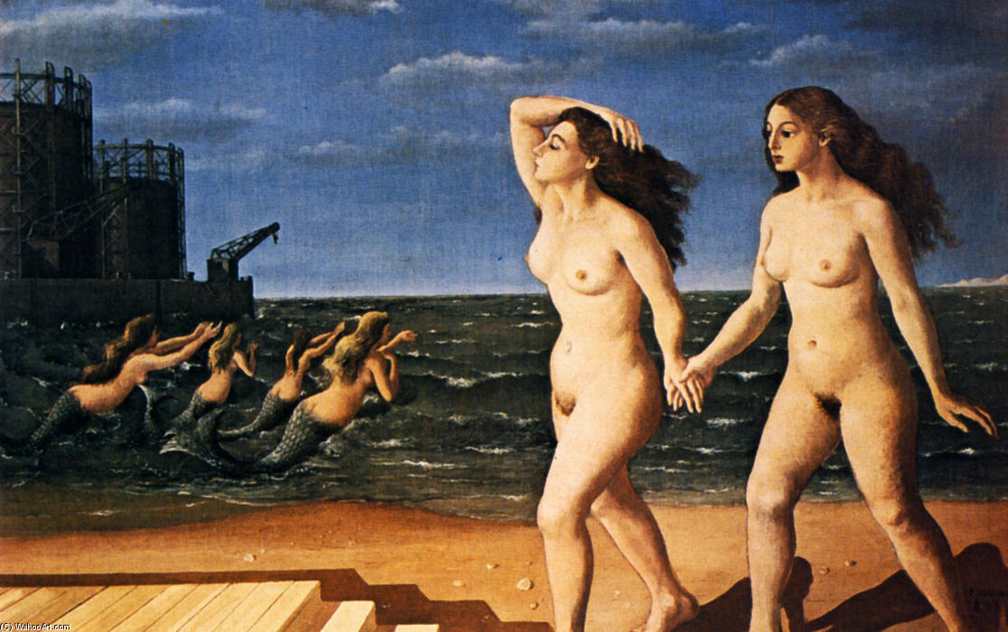 Buy Museum Art Reproductions Woman in front of the sea, 1943 by Paul Delvaux (Inspired By) (1897-1994, Belgium) | ArtsDot.com