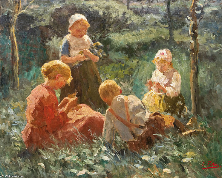 Buy Museum Art Reproductions Spielende Kinder Im Grunen by Evert Pieters (1856-1932, Netherlands) | ArtsDot.com