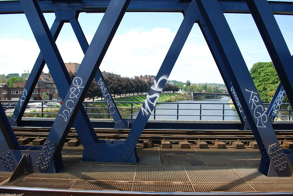 Order Art Reproductions Railway Bridge Of Namur, On The Ourthe River In Liege. Pont De Namur, Pont-rail Sur L`ourthe A Liege. by Jean De Liège (1330-1381, France) | ArtsDot.com