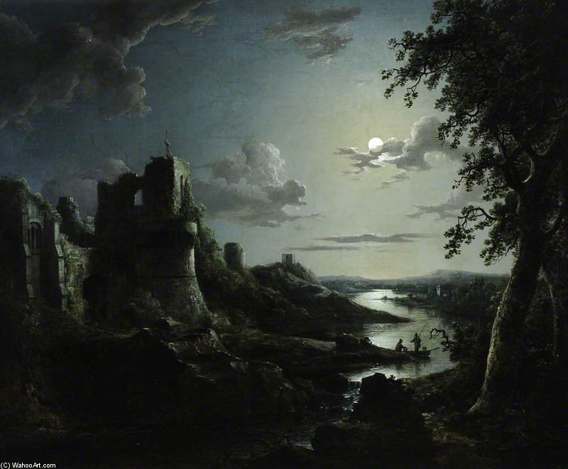 Buy Museum Art Reproductions View Of Pendragon Castle By Moonlight by Abraham Pether (1756-1812, United Kingdom) | ArtsDot.com