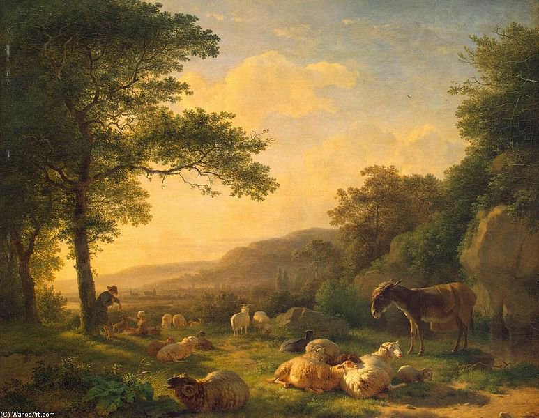 Buy Museum Art Reproductions Landscape With A Flock Of Sheep by Balthasar Paul Ommeganck (1755-1826, Belgium) | ArtsDot.com