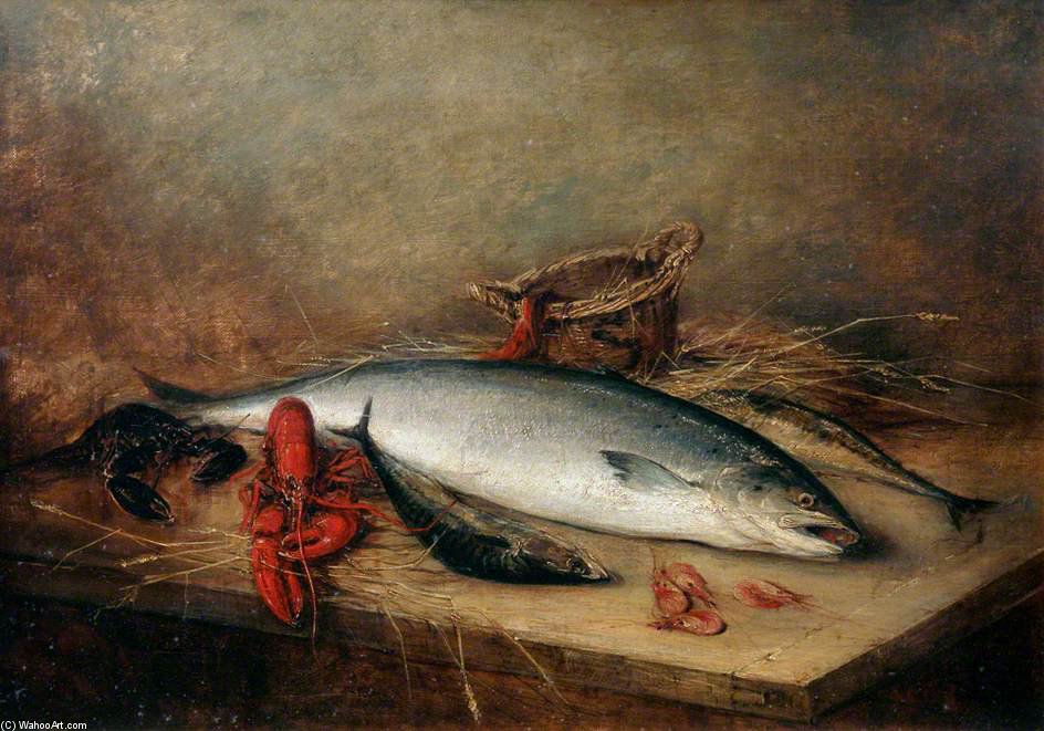 Order Oil Painting Replica Still Life With Fish by Benjamin Blake (1757-1830, United Kingdom) | ArtsDot.com