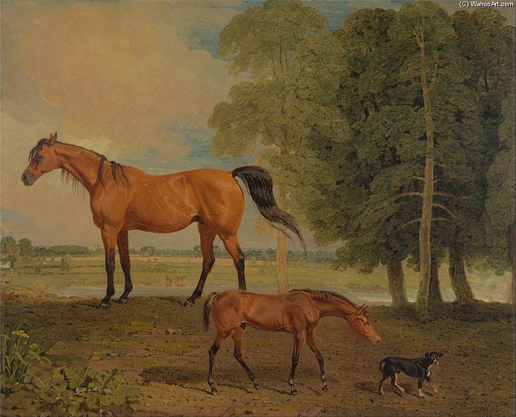 Order Artwork Replica Broodmare With Foal, And A Terrier by Benjamin Marshall (1768-1835, United Kingdom) | ArtsDot.com