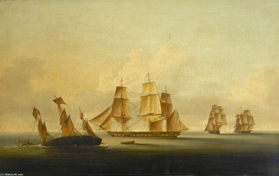 Buy Museum Art Reproductions End Of The Action Between Hms `arrow` And `acheron` And The French Frigates `hortense` And `incorruptible` by Francis Sartorius Ii (John Francis Sartorius) (1734-1804, United Kingdom) | ArtsDot.com