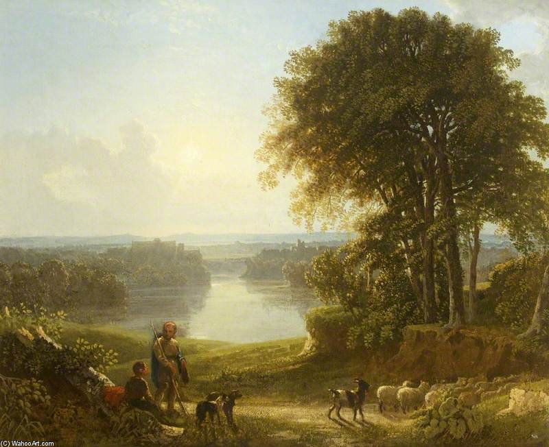 Order Paintings Reproductions A View Of Richmond With Two Shepherds And Sheep On A Road by George Barret The Elder (1732-1784, Ireland) | ArtsDot.com