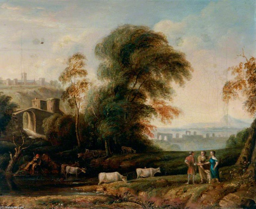 Order Artwork Replica Classical Landscape With Figures by George Barret The Elder (1732-1784, Ireland) | ArtsDot.com