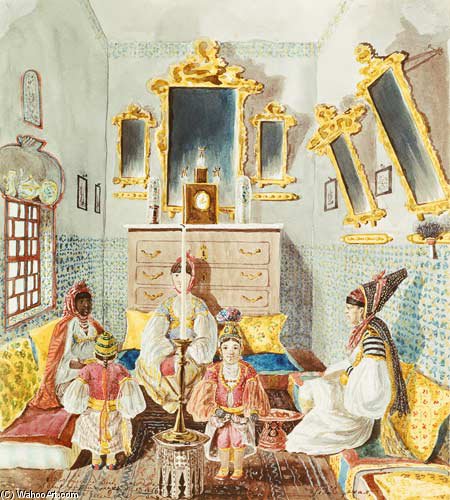 Buy Museum Art Reproductions Algerian Interior by Theodore Leblanc (1800-1837) | ArtsDot.com