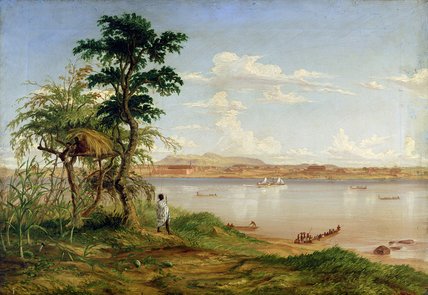 Order Art Reproductions Town Of Tete From The North Shore Of The Zambesi by Thomas Baines (1820-1875, United Kingdom) | ArtsDot.com
