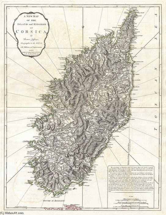 Order Oil Painting Replica A New Map Of The Island And Kingdom Of Corsica by Thomas Jefferys (1719-1771) | ArtsDot.com
