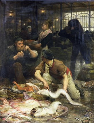 Order Artwork Replica The Fish Market In The Morning by Victor Gabriel Gilbert (1847-1933, France) | ArtsDot.com