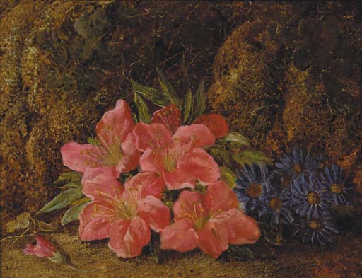 Order Art Reproductions A Still Life Of Spring Flowers On A Mossy Bank by Vincent Clare (1855-1930, United Kingdom) | ArtsDot.com