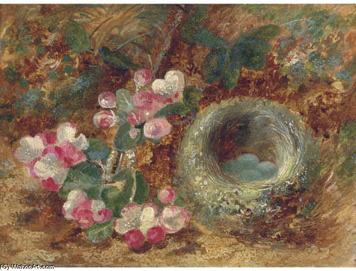 Order Oil Painting Replica Apple Blossom And A Bird`s Nest by Vincent Clare (1855-1930, United Kingdom) | ArtsDot.com