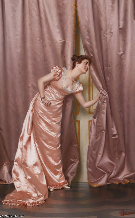 Order Paintings Reproductions Eavesdropping by Vittorio Reggianini (1855-1938, Italy) | ArtsDot.com