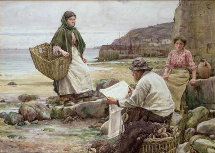 Order Oil Painting Replica Catching Up With The Cornish Telegraph by Walter Langley (1852-1922, United Kingdom) | ArtsDot.com