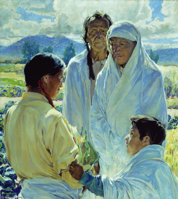 Order Paintings Reproductions The Solemn Pledge, Taos Indians by Walter Ufer (1876-1936, Germany) | ArtsDot.com