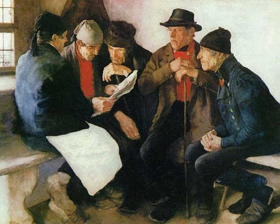 Order Oil Painting Replica The Village Politicians by Wilhelm Maria Hubertus Leibl (1844-1900, Germany) | ArtsDot.com