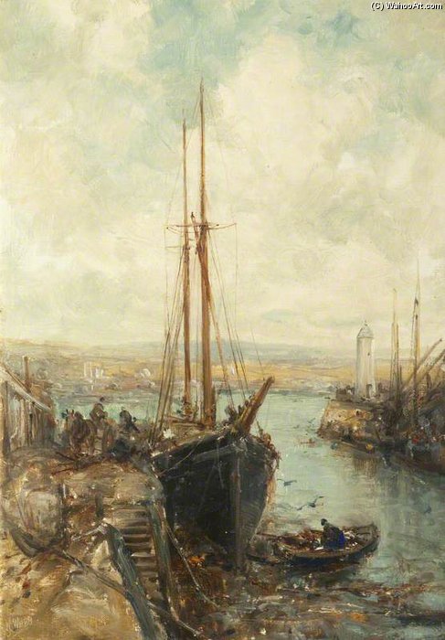 Order Paintings Reproductions Port St Mary Harbour by William Edward Webb (1862-1903, United Kingdom) | ArtsDot.com