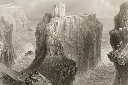 Buy Museum Art Reproductions Dunseverick Castle by William Henry Bartlett (1809-1854, United Kingdom) | ArtsDot.com