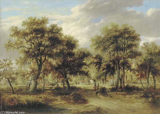 Buy Museum Art Reproductions View Of Richmond Park With Figures On A Path And Cattle Beyond by James Stark (1794-1859, United Kingdom) | ArtsDot.com