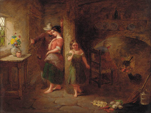 Buy Museum Art Reproductions Figures In A Cottage Interior by John Anthony Puller (1799-1886, United Kingdom) | ArtsDot.com