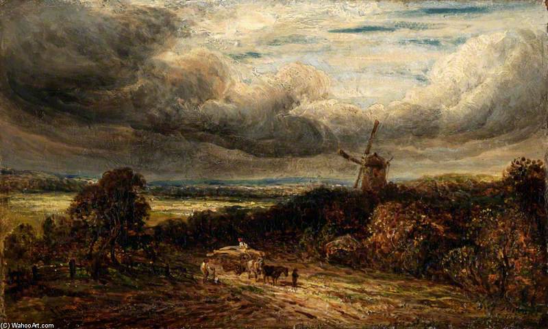 Order Oil Painting Replica Landscape With A Wood And A Windmill Under Storm Clouds by John Linnell (1959-1882, United Kingdom) | ArtsDot.com