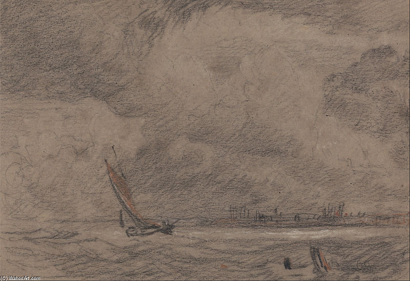 Order Art Reproductions Fishing Vessel Off Yarmouth by John Sell Cotman (1782-1842, United Kingdom) | ArtsDot.com