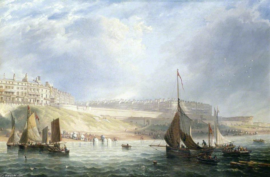 Buy Museum Art Reproductions Kemp Town, Brighton, East Sussex, From The Sea by John Wilson Carmichael (1800-1868, United Kingdom) | ArtsDot.com
