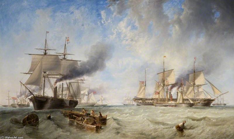 Order Oil Painting Replica The Naval Review, Spithead by John Wilson Carmichael (1800-1868, United Kingdom) | ArtsDot.com