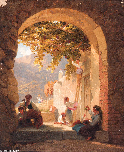 Buy Museum Art Reproductions The Grape Pickers; And Figures In An Extensive Landscape by Penry Williams (1798-1885, United Kingdom) | ArtsDot.com
