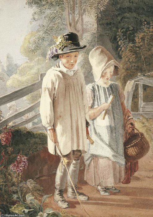 Order Oil Painting Replica Returning From School by Thomas Uwins (1782-1857, United Kingdom) | ArtsDot.com
