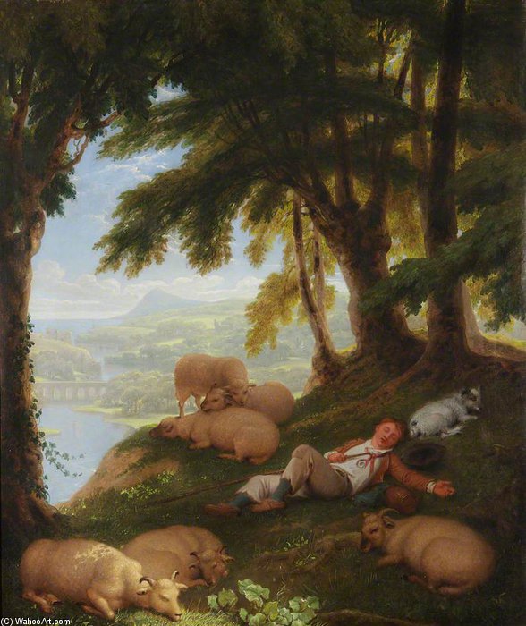Buy Museum Art Reproductions Shepherd And Sheep On A Hillside by William Frederick Witherington (1785-1865, United Kingdom) | ArtsDot.com