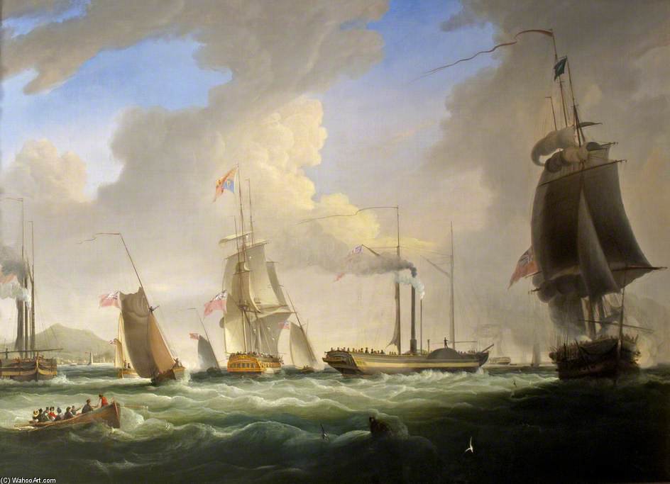 Order Art Reproductions George Iv On Board The `lightning`, The First Post Office Steam Packet To Dublin by William John Huggins (1820-1884, United Kingdom) | ArtsDot.com