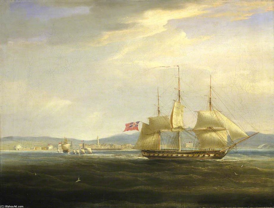 Order Oil Painting Replica Hms `mercury` Cuts Out The French Gunboat `leda` From Rovigno by William John Huggins (1820-1884, United Kingdom) | ArtsDot.com