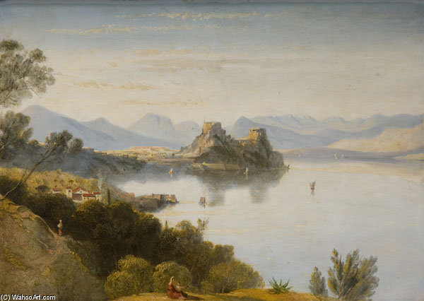 Buy Museum Art Reproductions Albanian Mountains With Corfu In Distance by William Linton (1791-1876, United Kingdom) | ArtsDot.com